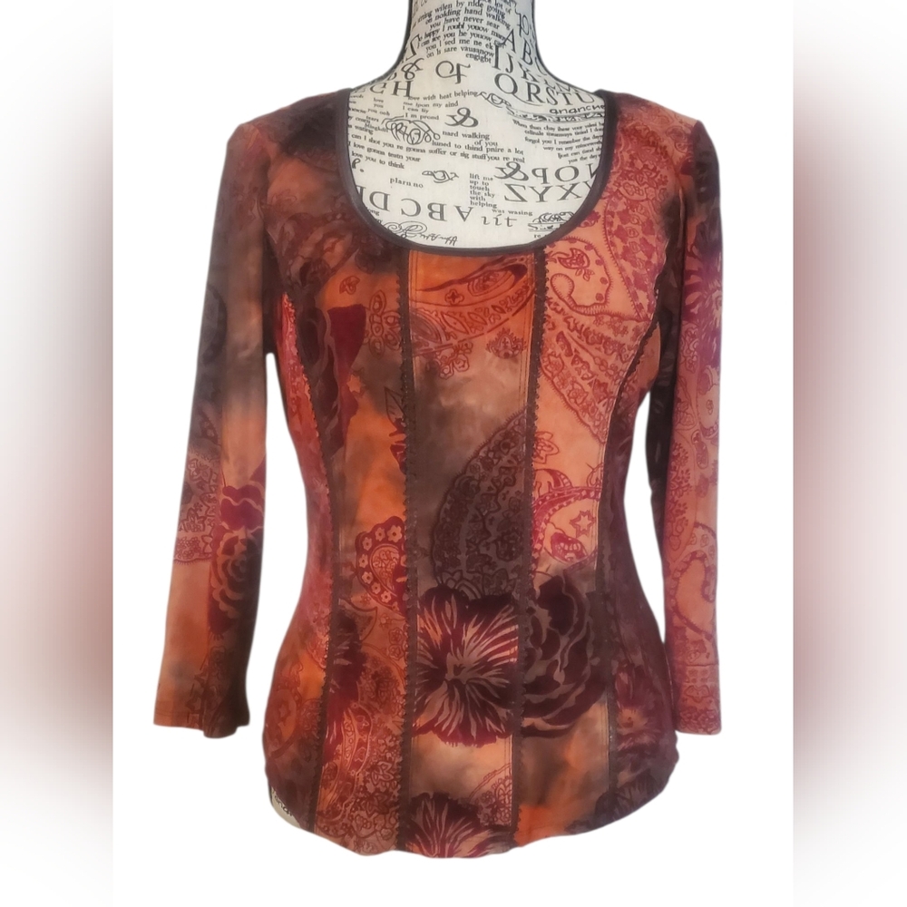 Cato long sleeve top with paisley design Size:S